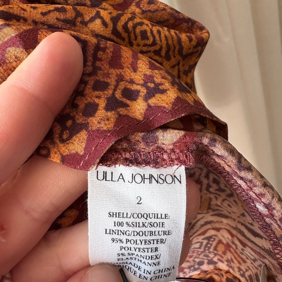 Ulla Johnson Hayana Silk Puff-Sleeve Mini Dress Boho Fall Print XS - Picture 5 of 6